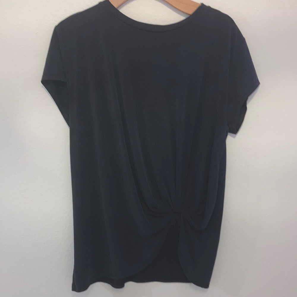 black short sleeve tie top